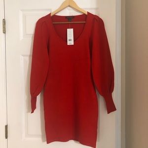 Red sweater dress